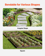 VEVOR Steel Landscape Edging, 5 Packs 39 x 5 in Rust-Resistant Metal Landscape Edging, Bendable Garden Edging Border, Heavy Duty Lawn Edging, Easy-to-Install, Flower Bed Yard Pathway Divider Brown