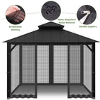 Gazebo Universal Replacement Mosquito Netting, 10' x 10' Outdoor Canopy Net Screen 4-Panel Sidewall Gazebo Curtains, with Zippers, Easy to Install, Fit for Most Gazebos 10x10 Canopy，Patio （Black）