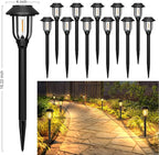 12 Pack Solar Lights Outdoor, Solar Pathway Lights Waterproof Auto On/Off Powered, Warm White Landscape Lighting for Path, Yard, Walkway, Driveway, Garden 3000K