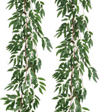 RECUTMS Artificial Willow Leaves Vine Twigs 2Pcs 5.7Ft Fake Hanging Ivy Plants Silk Green Leaf Rattan Garland Greenery Decor for Indoor Outdoor Home Wedding Arch Jungle Beach Birthday Party Garden