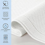 Arkwright 2 Piece 100% Cotton Bathroom Rug Set - High Absorbent Stylish Textured Woven Design Bath Mat, Slip Resistant Backing for Shower and Bathtub Floor, 17x24 & 20x32 in - White