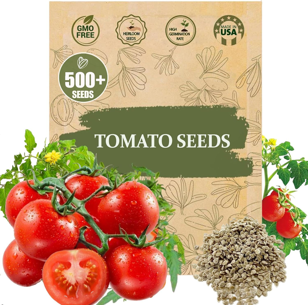 Premium Large Cherry Tomato Seeds – 500 Non-GMO Heirloom Seeds for Planting – Sweet Juicy, High Yield, Rich Flavor Tomatoes for Home Garden, Balcony, Outdoor, Greenhouse – Easy to Grow Vegetable Seeds