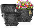 12/10/9 Inch Plant Pots, 3 Pack Large Flower Pots for Indoor and Outdoor Plants with Water Ripples, Large Plastic Flower Pots with Drainage Holes and Tray for Garden Indoor Plants