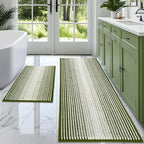 BSICPRO Bathroom Rugs and Mats Sets, 2 Piece Thick Absorbent Chenille Bath Mat Rug Set Non Slip, Soft Shaggy Bath Room Floor Mats for Bathroom, Machine Washable (Sage, 20" x 60" Plus 20" x 32")