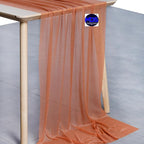 MDS Halloween Chiffon Table Runner - 1 Pack, 29 x 170 Inches, 14ft Each - Sheer Spooky Table Runners for Haunted House Parties, Trick-or-Treat Tables, Witchy Décor, Wedding & Events - Coral Peach