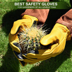 Long Gardening Gloves for Women Thorn Proof,Rose Pruning Cowhide Leather Garden Gloves for Cactus, Rose and Blackberry
