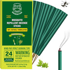 KICKOUTOR® Mosquito Repellent Outdoor Patio 24 PCS Natural Citronella Incense Sticks DEET Free Lemongrass Oil Gnat Mosquito Control for Indoor Backyard Travel Camping