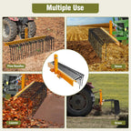 GAOMON Pine Straw Rake 72 Inch , 30 Coil Spring Tines Durable Powder Coated Steel Tow Behind Landscape Rake with 3 Point Hitch Receiver Attachment Fit to Cat0 Cat 1 Tractors for Leaves Grass