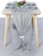 MDS Halloween Chiffon Table Runner - 5 Pack, 29 x 170 Inches, 14ft Each - Sheer Spooky Table Runners for Haunted House Parties, Trick-or-Treat Tables, Witchy Décor, Wedding & Events - Gray