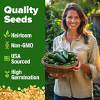 HOME GROWN 𝗨𝗦𝗔 𝗣𝗥𝗘𝗠𝗜𝗨𝗠 Jalapeno Pepper Seeds – 129 𝗡𝗢𝗡-𝗚?𝗢 Heirloom Seeds (Capsicum annuum) – High Germination, Easy to Grow, Early Harvest Hot Peppers