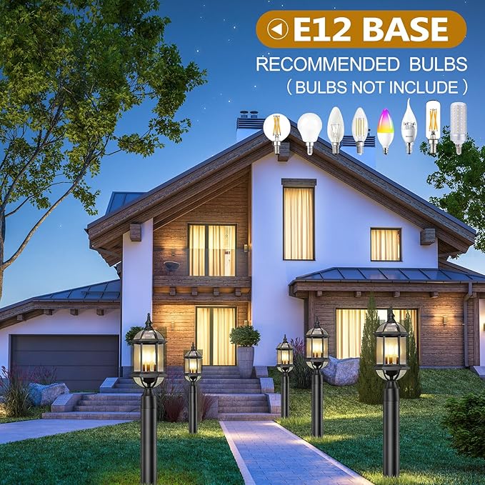 Large Outdoor Post Lights,19.21" 3-Light Lamp Post Light Fixture,Hardwired 120V Exterior Waterproof Pole Lighting,Modern Black Aluminum Lantern for Garden, Yard, Patio, Pathway