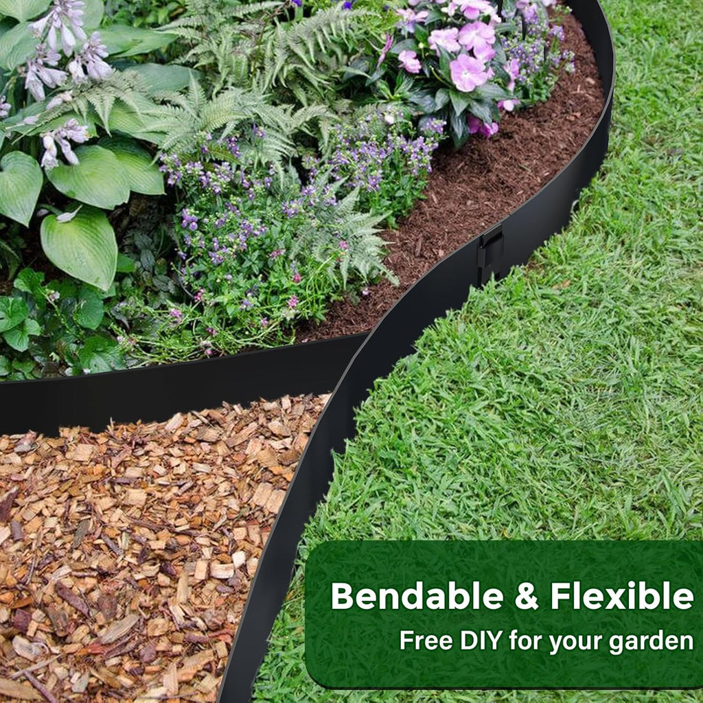 Metal Garden Edging 12" H X 40" L, 6 Pack Steel Garden Edging Border, Bendable Metal Landscaping Edging with 6 Clips for Yard Flower Bed