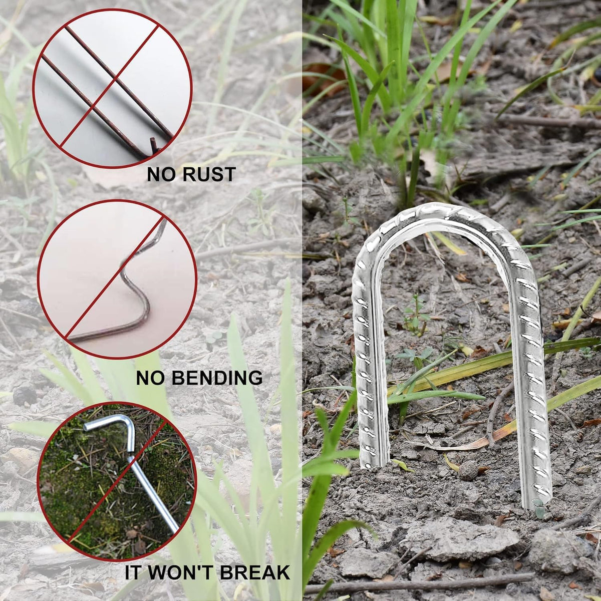 Eurmax USA Strong Trampoline Anchor Stake High Wind, Ground Anchors Heavy Duty, Tent Stakes,Trampoline Accessories, Swing Set Anchors, Ground Stakes, Pack of 8(Silver)