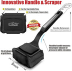 GRILLART Grill Brush Bristle Free. SteamWizards BBQ Replaceable Cleaning Head, Seamless-Fit Scraper Tools for Cast Iron/Stainless-Steel Grates Griddle, Safe Barbecue Grill Cleaner Brush-Dark Black