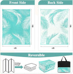 Pauwer Waterproof Outdoor Rug 6x9, Reversible Plastic Straw Patio Camping Rug, Indoor Outdoor RV Mat Carpet for Deck, Camper, Porch, Balcony, Backyard, Picnic, Leaf Light Blue