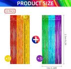 10 Pack Rainbow Backdrop Curtain 3.2ft x 8.2ft Metallic Tinsel Foil Fringe Curtains Photo Booth Background for Birthday Party Decoration Baby Shower Engagement Wedding Christmas Decoration (Rainbow)