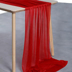 MDS 2 Pack 14ft Chiffon Table Runner 29 x 170 Inches Sheer Wedding Runner Romantic Rustic Table Runner for Wedding Decorations, Birthday Parties, Bridal Shower Party Arch Decor - Red