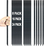 16 Inch Ground Rebar Stakes Heavy Duty Steel Ground Anchors for Outdoor, Straight Metal Stakes with Chisel Point end, Black Powder Coated (8)