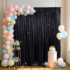 SquarePie Sequin Backdrop Curtain Less Transparent Sparkly Photo Booth Photography Background for Wedding Halloween Patry 10FT x 10FT Black