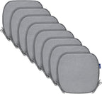 SleepMan Outdoor 17"x16" Chair Cushions with Ties Set of 8, Water Resistant All Weather U-Shape Seat Pads for Patio Garden Furniture Indoor Fade Resistant Patio Cushions (Light Grey)