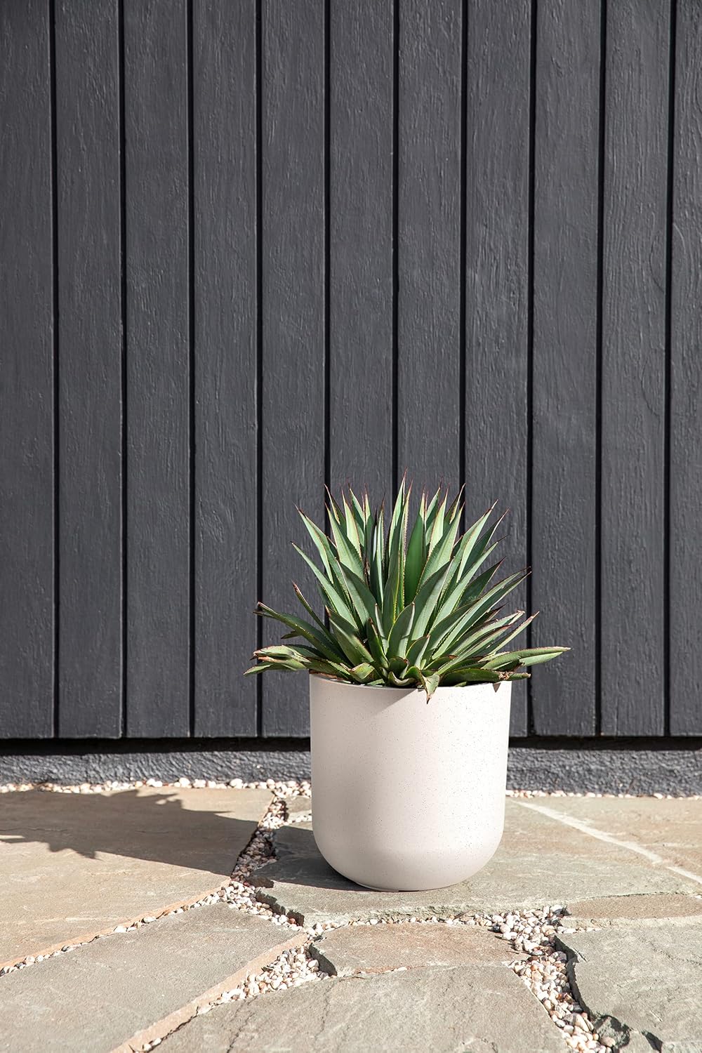 Veradek Mason Series Lima Planter - Round Planter for Indoor or Outdoor Porch/Garden | Made from Plastic-Stone Composite with Drainage Holes | Modern Décor for Succulents, Flowers, Small Plants