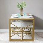 VECELO Kitchen Table with 2 Benches for 4-6,Wood Dining Room Dinette Sets with Metal Frame for Breakfast Nook and Small Space