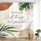 Glawry Boho Bible Verse Shower Curtain Extra Long Inspirational Abstract Scriptures Quotes Palm Leaf Bathroom Mid Century Christian 72Wx78L Inches Bath Accessories Art Home Decor Fabric 12 Pack Hook
