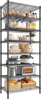 8 Tier Wire Shelving Unit Storage Shelves Loads 1200LBS,Adjustable Metal Shelving and Storage Wire Rack Pantry Shelves Commercial Shelf for Closet Kitchen Bathroom Office 72''H X 13.8''D X 23.6''W