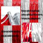 4 Pack Silver Red Foil Fringe Curtain Backdrop, 3.28Ft x 8.2Ft Metallic Tinsel Foil Fringe Streamers Curtains for Photo Booth, Wedding, Circus Welcome Carnival Birthday Party Decoration