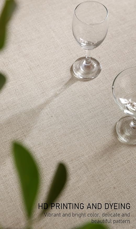 ISAENNE Designer Christmas Linen Round Tablecloth,Light Beige Western Elegant Table Cloth,Wrinkle Resistant Decor Tablecloths for Dining Thanksgiving Kitchen Christmas,Diameter 67"-Carol G