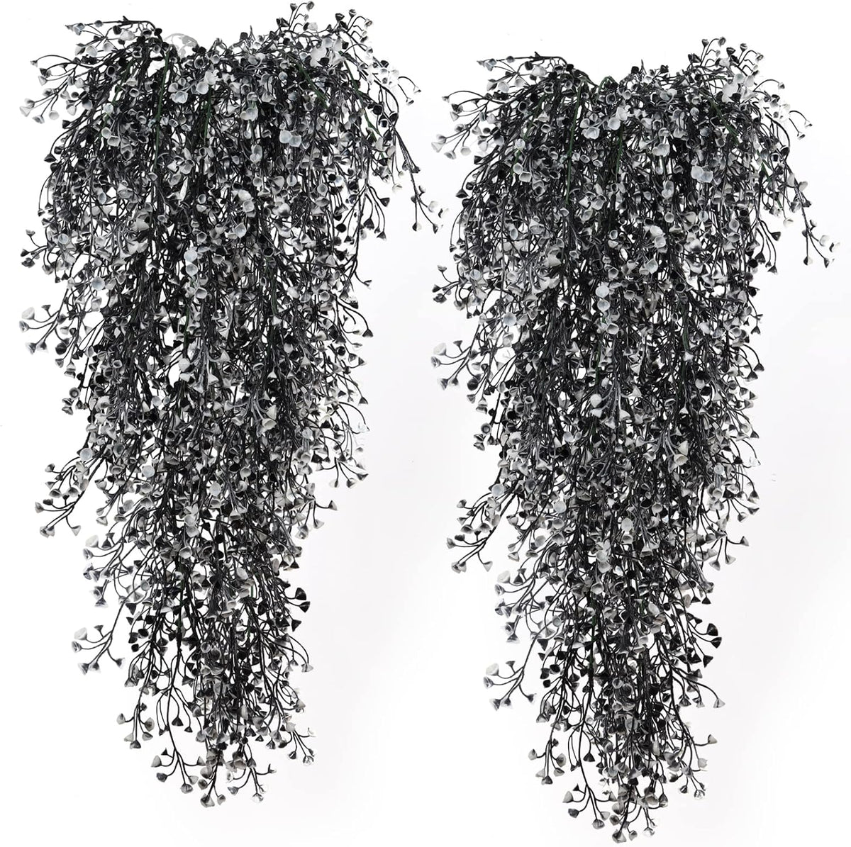 RECUTMS Artificial Hanging Plants 4 Pcs Fake Ferns Artificial Plants Large Faux Hanging Plant Wall Plants Fake Ivy Room Home Garden Wedding Halloween Party Indoor Outdoor Decor(Black White)