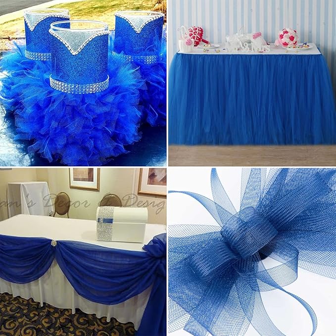 Royal Blue Tulle Fabric Rolls 54 Inch by 10 Yards Fabric Tulle Bolt for Wedding Decorations DIY Tutu Baby Shower Table Skirt Birthday Party Craft Supplies