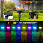 Solar Outdoor,40 LEDs Color Changing RGB Solar Landscape Path Lights,USB & Solar Powered Multicoloured Spotlights,14 Colors Auto Cycling Spotlights for Yard,Garden,2 Pack