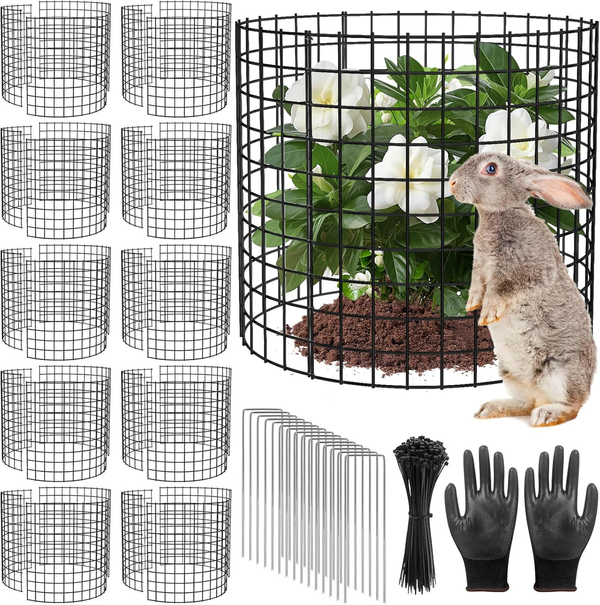10 Pack Plant Protector from Animals, 13x12 inch Wire Plant Cages Mesh Plant Cage Garden Plant Protector, Sturdy Bunny Barricades Chicken Wire Cloche Plant Protectors for Keeping Bunny Animals Out