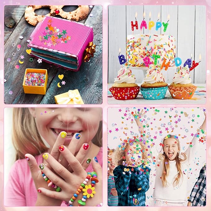 Multicolor Manicure Glitter Confetti 3.6oz/100g, Mixed Shapes Size 2-10mm for Party Decoration, DIY Crafts, Premium Nail Art Etc