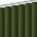 Green Shower Curtain for Bathroom Waffle Textured Heavy Duty 78 Inch Shower Curtain Set for Bathroom, Water Repellent 256GSM Neutral Fabric Shower Curtains with 12 Metal Hooks, 72Wx78H