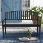Maemttes Outdoor Bench Garden Bench, Weatherproof Anti-Rust Heavy-Duty Outside Benches Clearance, Wrought Iron Metal Bench for Front Porch, Patio, Park