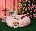 Lesure Cat Tunnel Bed for Indoor Cats - Cute Cat Donut Tunnel Toys with Washable Circle Cushion, Round Pet Peekaboo Cave Toy for Kitten/Puppy/Rabbit, Standard Pink Taffy