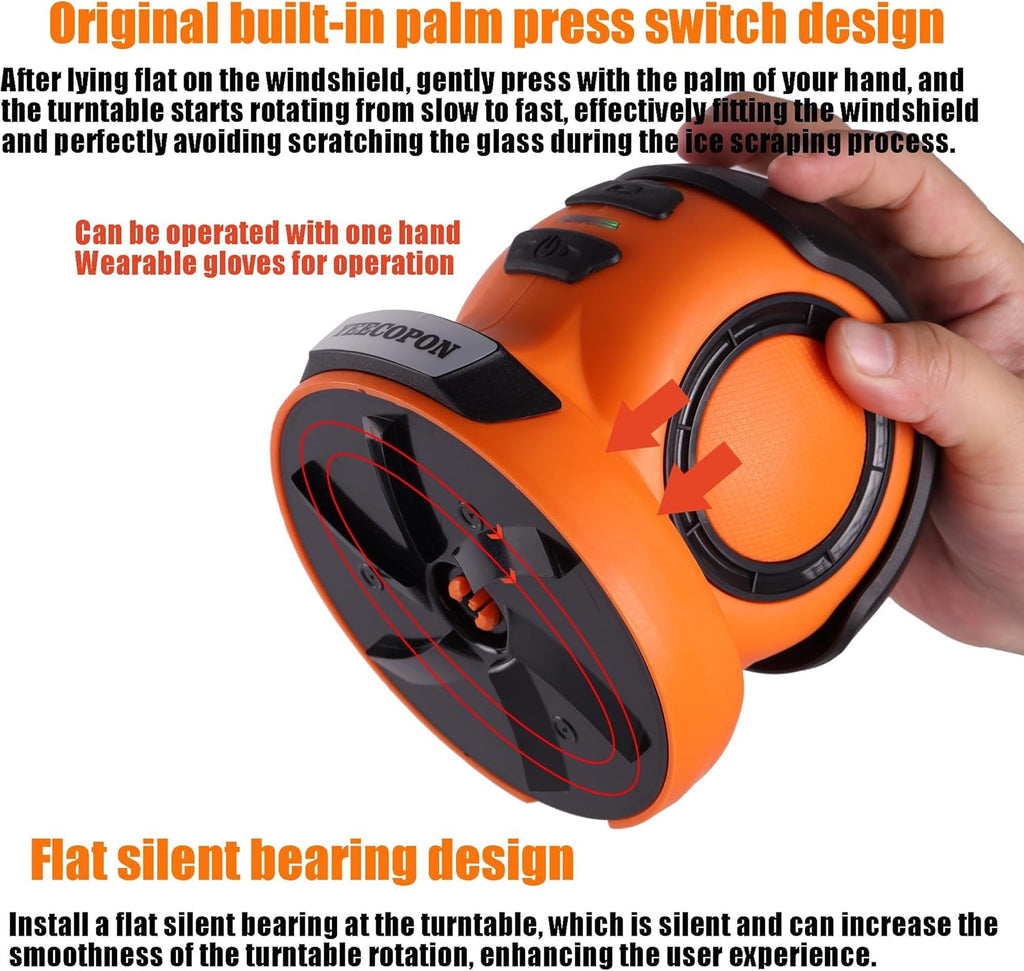 3-in-1 Electric Ice Scraper for Cars & Home – Cordless Handheld Defroster, Cleaner & Polisher, 500 RPM Motor, 2000mAh Battery, Type-C Charging, Lightweight & Portable