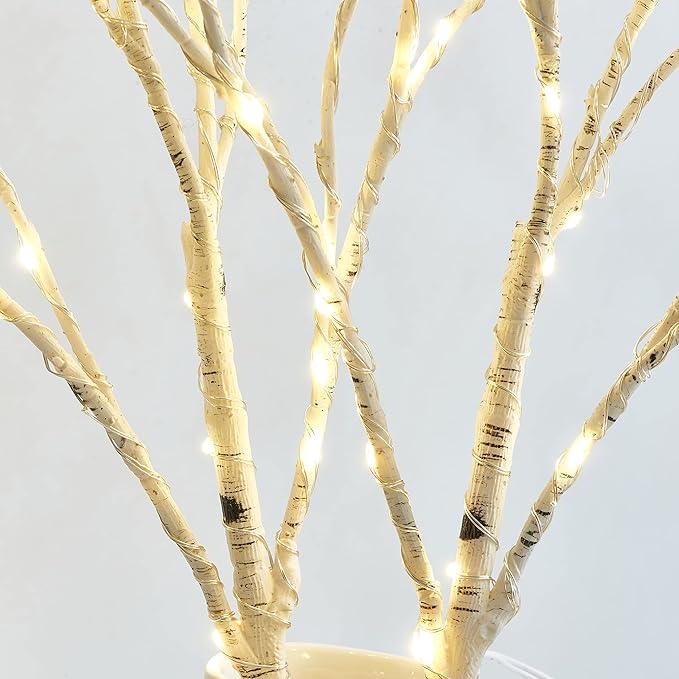 BAOLITVINE Lighted Birch Branches with Timer 70 Fairy Lights 18IN, Twig Lights for Indoor Outdoor Home Christmas Wedding Vase Decorations