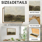 Floating Framed Landscape Canvas Wall Art, French Vintage Natural Country Cows Pictures Wall Decor Artwork, Farmhouse Oil Paintings Prints for Living Room Bedroom Home Decoration 8x10 inch