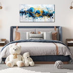 JKWALL77 Abstract Painting Wall Art - Bedroom Wall Decor - Blue Pictures for Living Room Ready to Hang Size 20" x 40"