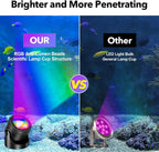 POPOSOAP RGB Underwater Pond Lights with Timer, 20 Colors Dimmable Submersible Led Fountain Lights with IP68 Waterproof, Support Remote Control for Outdoor Ponds Aquarium Garden Pool (6 Headlamps)