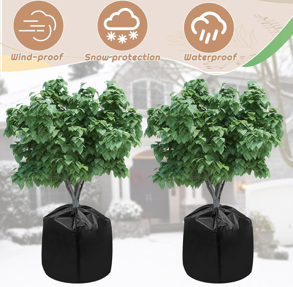4PCS Plant Winter Protection Pot Covers, 17.7 * 21.6 Inchs Outdoor Pot Covers Pot Covers for Winter with Drawstring and Zipper Flower Pot Protection Bag for Outdoor Fruit Trees Potted Plants Shrubs