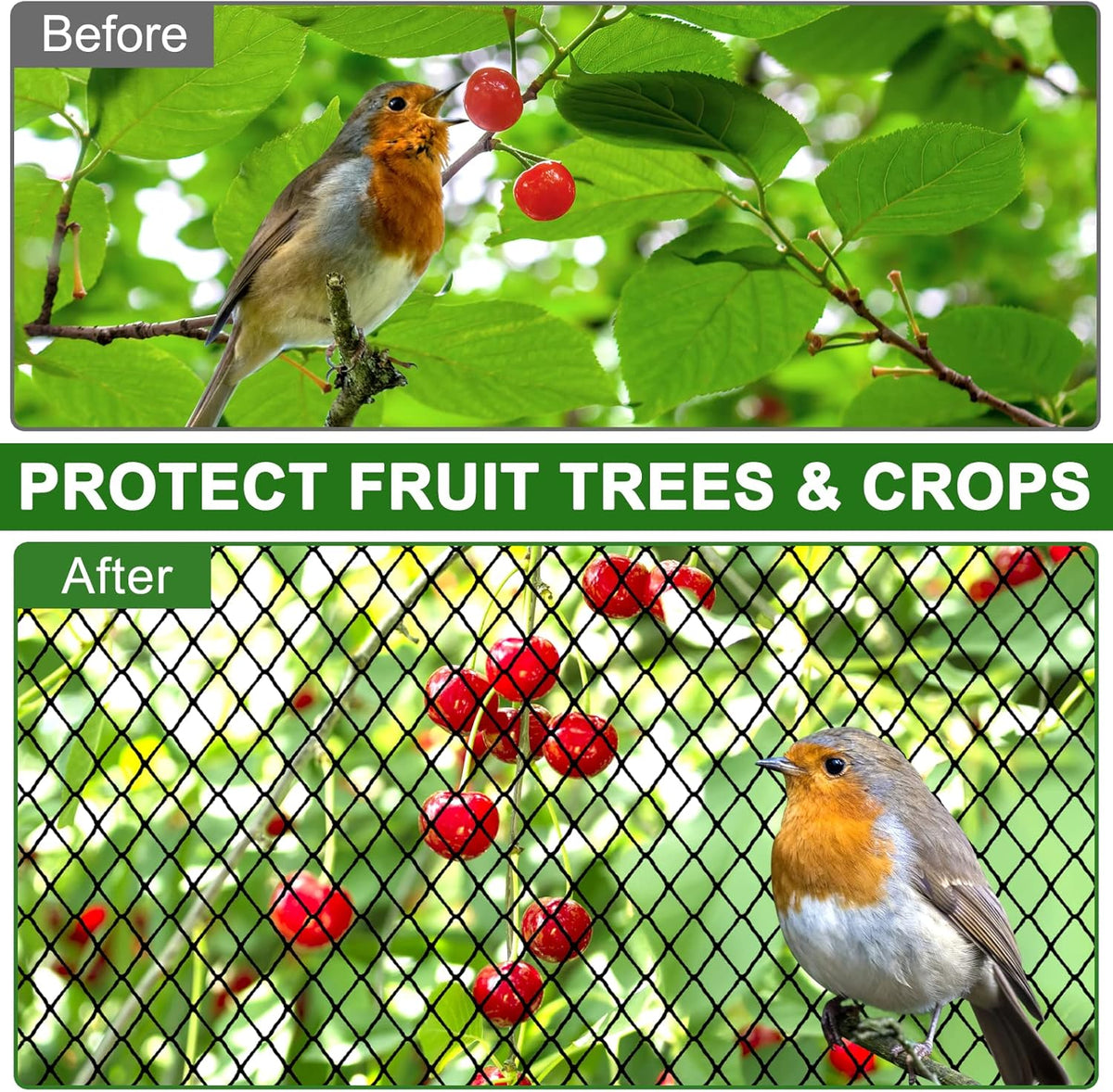 Bird Netting for Garden Protection - 25x100ft Poultry Netting for Chicken Coop, 1” Mesh Heavy Duty Garden Net, Fruit Tree Netting for Blueberry Bushes, Vegetable Against Squirrels, Deer