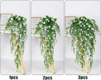 RECUTMS Artificial Hanging Plants Fake Hanging Plant Faux Eucalyptus Leaf Greenery Vine Outdoor UV Resistant Plastic Plants Home Garden Wedding Party Indoor Outdoor Decorations(White)