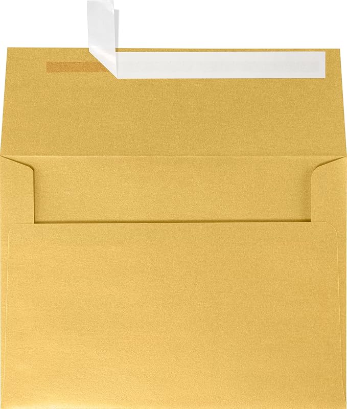 LUXPaper A7 Invitation Envelopes | Peel & Press | 5 1/4" x 7 1/4" | Gold Metallic | 80lb. Text | 250 Qty