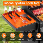 Silicone Griddle Tool Mat for Blackstone, 16"x11.5" Easy to Clean Heat Resistant Non-Stick Antislip Spatula Mat for Outdoor Grill BBQ Cooking Kitchen Counter (Orange)