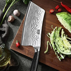 Cleaver Knife 7 Inch, Razor Sharp High Carbon Powder Steel Meat Cleaver, Professional Butcher Chopper Kitchen Knife for Meat Cutting Vegetable Slicing