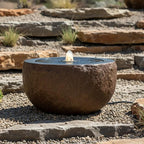 Sunnydaze Outdoor Water Fountain with LED Light - Polystone Round Bowl Bubbler Water Feature with Pump - 9.5" H - for Patio, Garden, Deck, Relaxation and Stress Relief - Brown